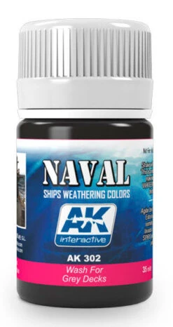 AK Interactive 302 Grey Deck Wash Enamel Paint 35ml Bottle