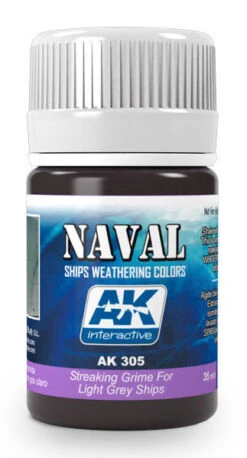 AK Interactive 305 Light Grey Ships Streaking Grime Enamel Paint 35ml Bottle