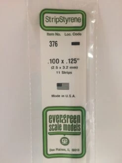 Evergreen 376 White Styrene Strips .100 X .125 X 24 (11 Pack)