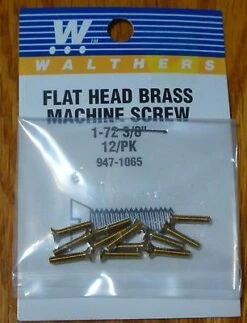 Walthers 947-1065 1-72 X 3/8 Brass Screw 12 Pack