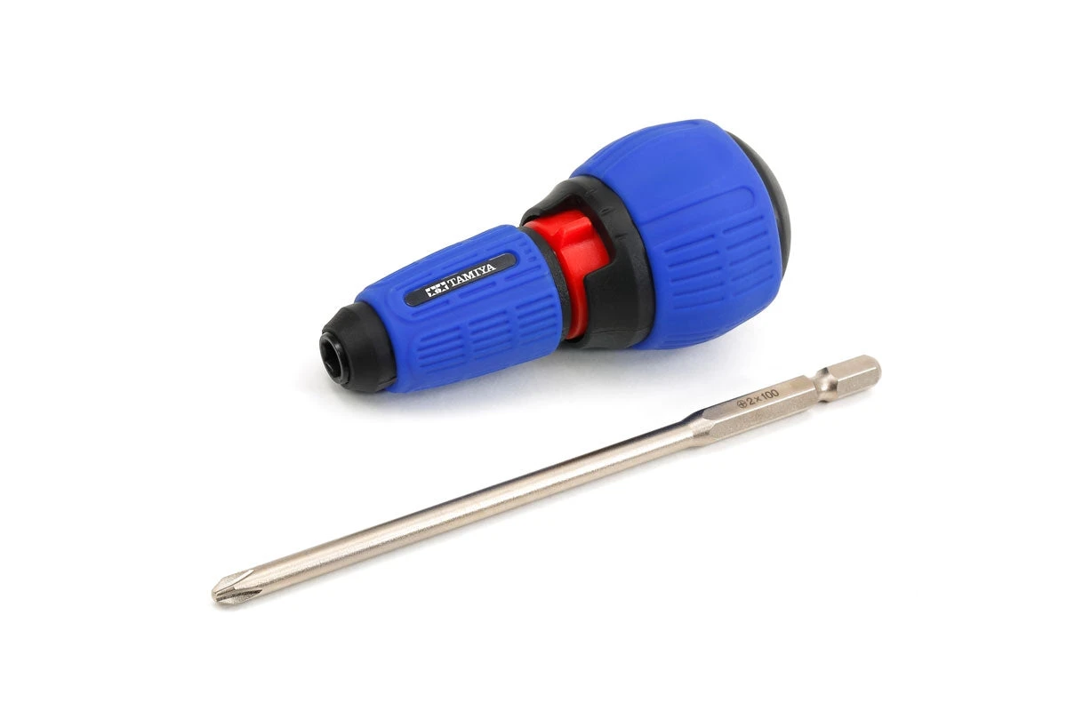 Tamiya 74152 Ratcheting Screwdriver Pro With Long Phillips + 3 Tamiya 74152 Ratcheting Screwdriver Pro With Long Phillips +