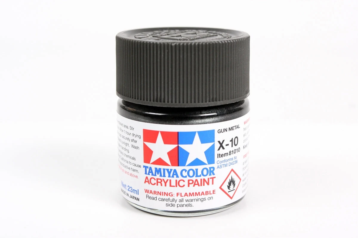Tamiya 81010 X-10 Acrylic Paint Gun Metal .78oz 23ml 3 Tamiya 81010 X-10 Acrylic Paint Gun Metal .78oz 23ml
